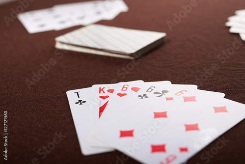 Russian poker cards with money photo