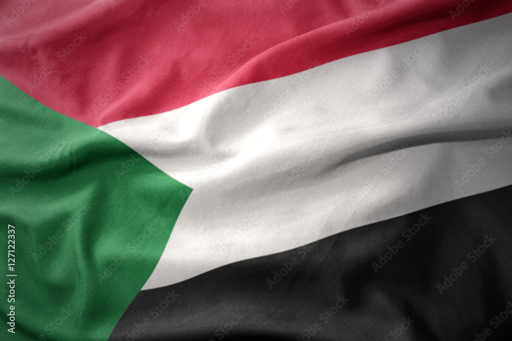waving colorful flag of sudan.