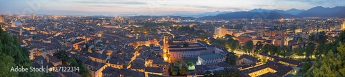 Brescia - The outlook over the Town from castle at dusk - panorama.
