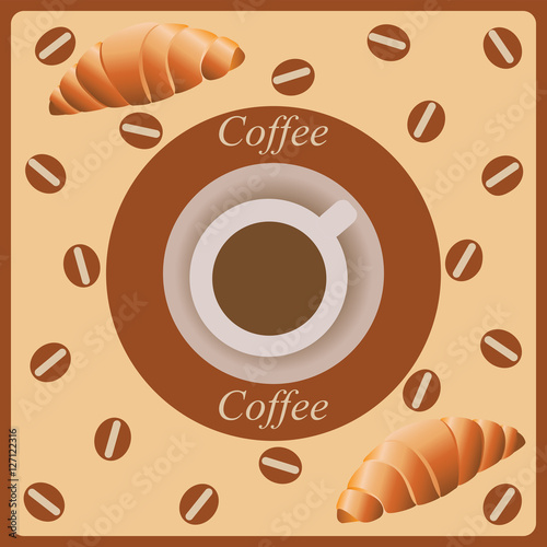 Coffee and croissants.Design banner  poster  card  leaflet  flyer.