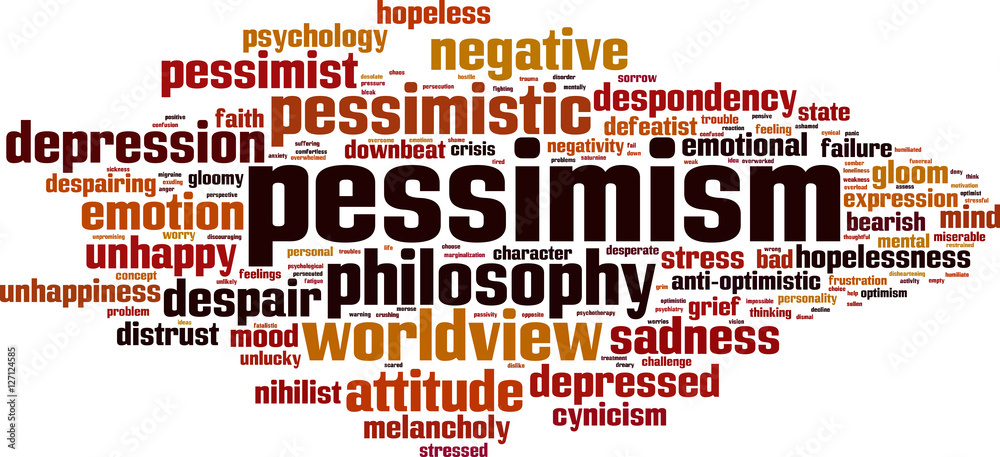 Pessimism word cloud concept. Vector illustration
