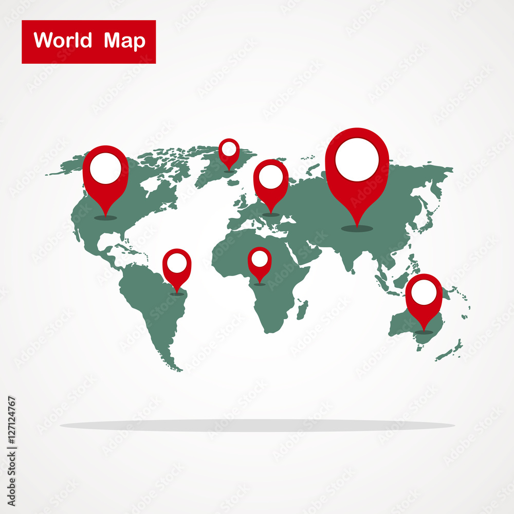Earth marked on the map vector illustration Earth marked on the map vector illustration
