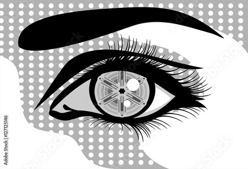 Gray woman eye biomechanical