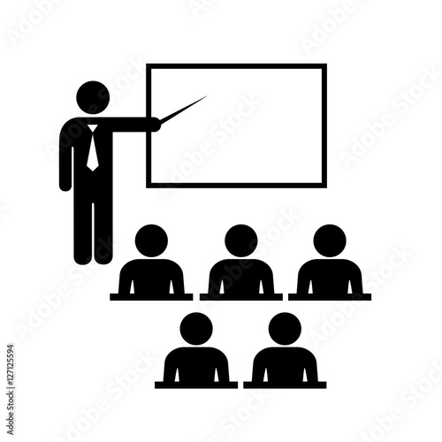 Male teacher icon with pointer