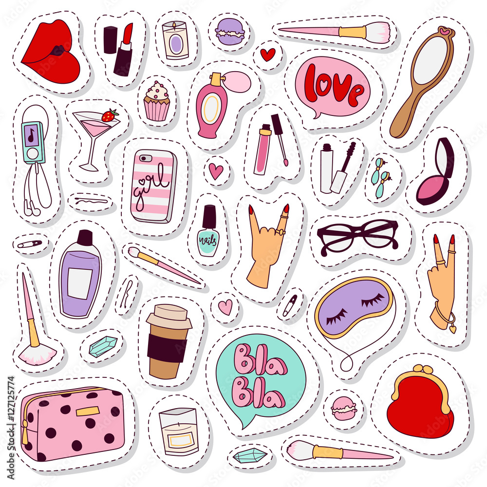 Cosmetic stickers vector set.