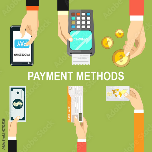 Flat design illustration concepts for Payment Methods. Concepts web banner