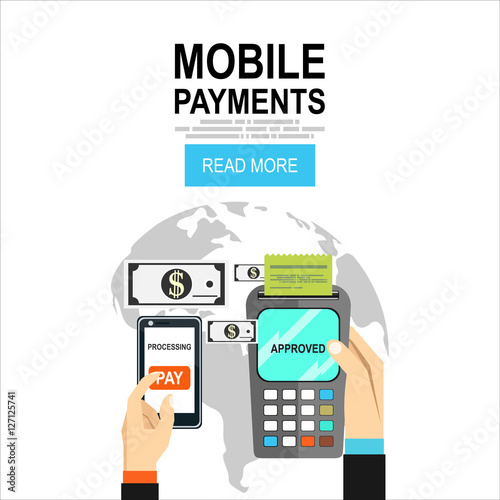 Mobile payments.Transaction and paypass and NFC. Vector illustration