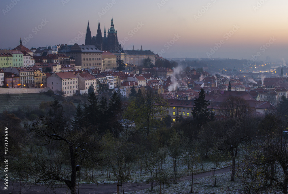 Frosty morning in Prague, Czech Republic