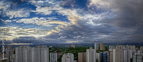Panoramic HDR photo of the city Sao Jose dos Campos - Sao Paulo, Brazil - with cloudy sky at sunset