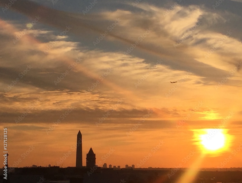 Silhouette of Washington Monument during Sunset 