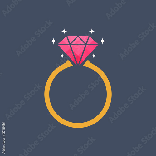 Diamond engagement ring icon - Vector 