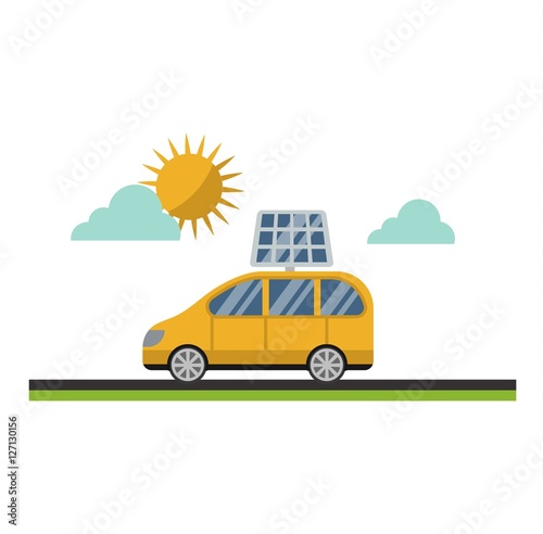 Sun solar energy vector electric car