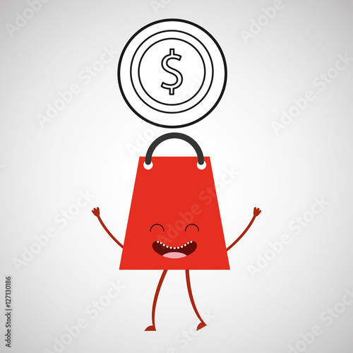 concept commerce bag gift with coin money vector illustration eps 10