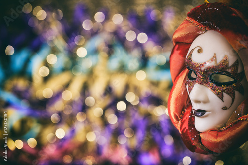 Fototapeta Naklejka Na Ścianę i Meble -  Carnival mask on colorful blur background
