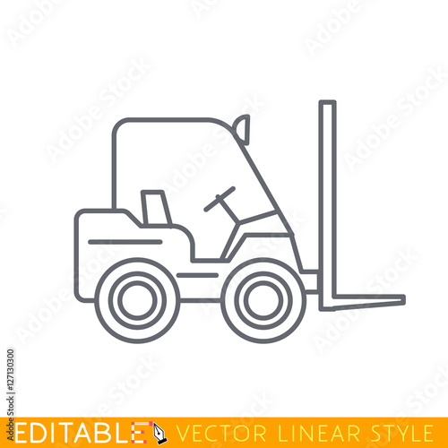 Forklift editable outline sketch icon.