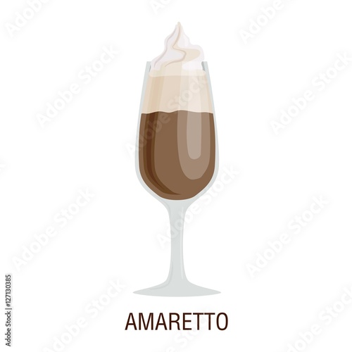 Coffee cups different cafe drinks amaretto