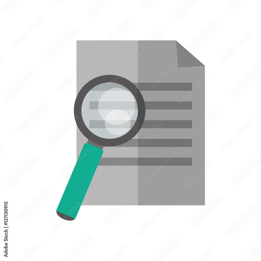 Lupe tool and paper icon. Search magnifying glass zoom and lens heme. Isolated design. Vector illustration Lupe tool and paper icon. Search magnifying glass zoom and lens heme. Isolated design. Vector illustration
