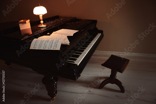 Piano in empty classic room
