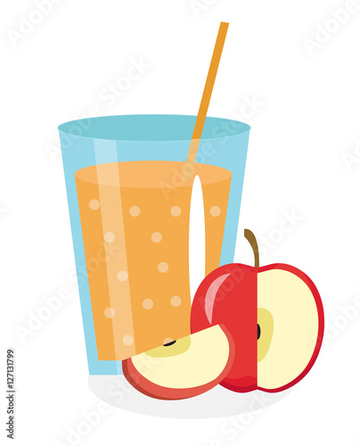 Apple juice in a glass. Fresh   isolated on white background.  fruit and  icon.  drink,  compote. Cider cocktail. Vector illustration