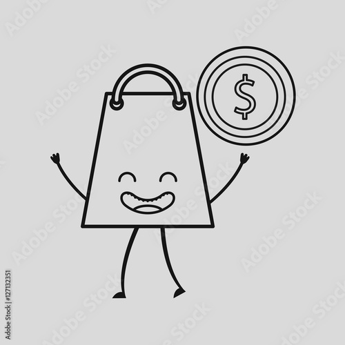 concept commerce bag gift with coin money vector illustration eps 10