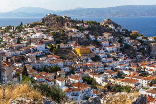 View of hill and houses on Hydra island, Greece. © De Visu