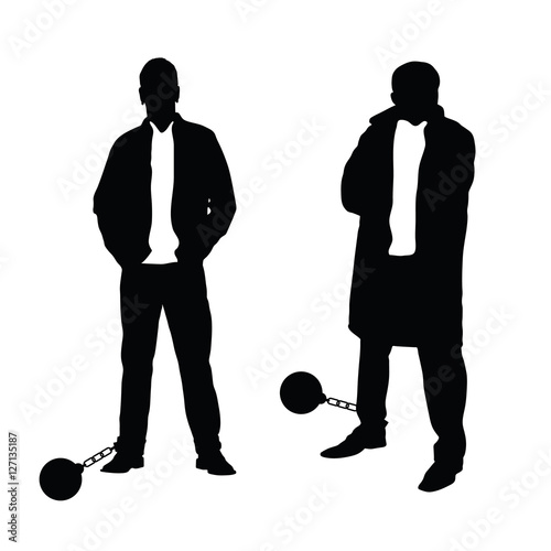 man silhouette set with prision ball illustration