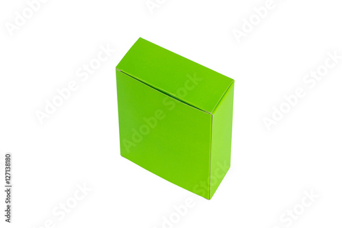 Green Box or green paper package box isolated on White © pookpiik