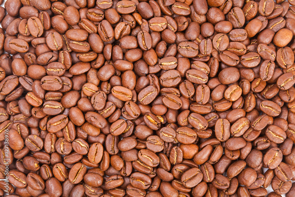 Fototapeta premium coffee bean on white paper background