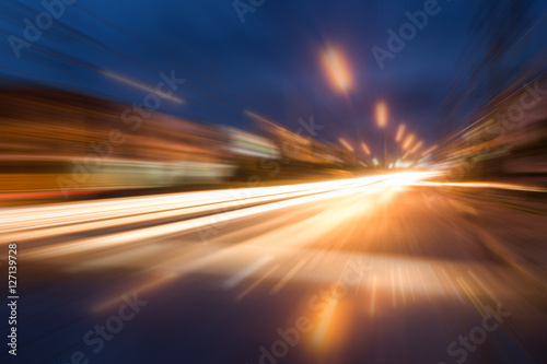 speed motion on night road