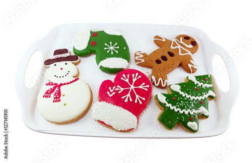 Christmas cookies; snow man, Christmas tree, ginger bread man
