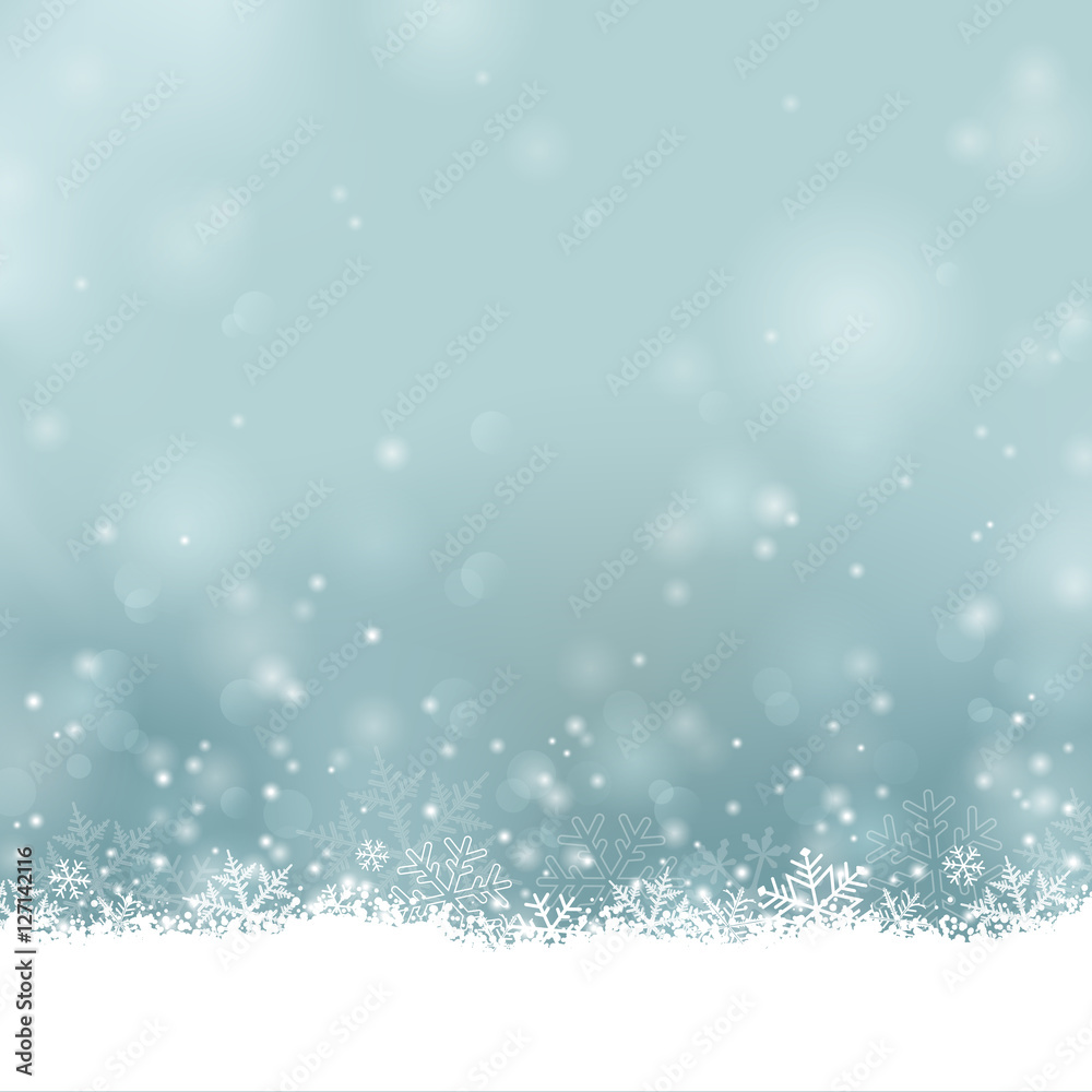 Frohe Weihnachten - Winter Hintergrund mit Schnee und Eiskristallen