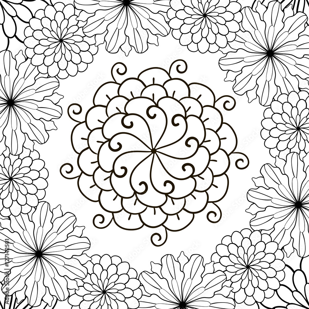 Fototapeta premium Flower Black And White Coloring Page