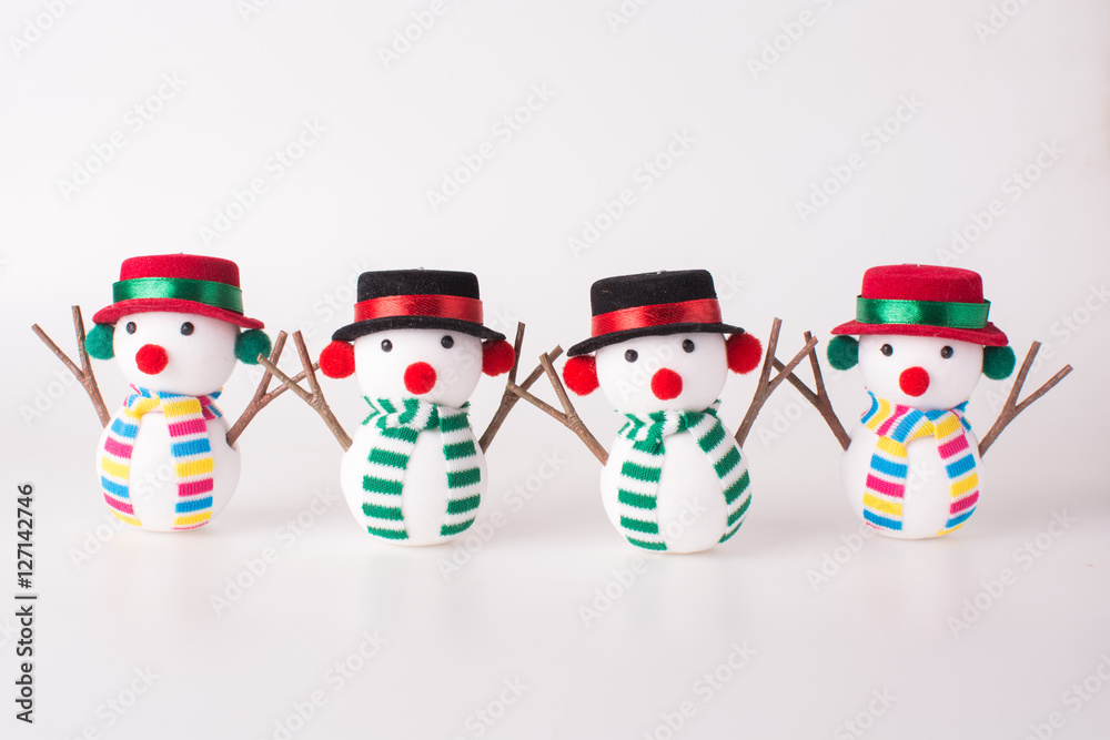 Snowman cartoon, Isolated on white background