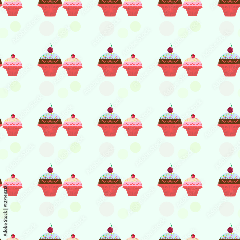 Seamless texture with muffins.. Illustration of sweet pastries Seamless texture with muffins.. Illustration of sweet pastries