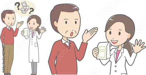 Female pharmacist and middle-aged man