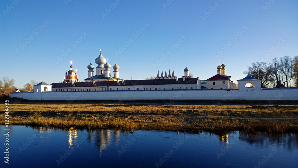 Fototapeta premium Panorama of the Tikhvin Dormition monastery 