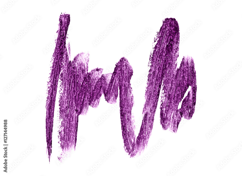 Violet color lipstick stroke on white background Violet color lipstick stroke on white background