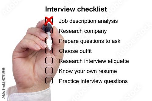 Preparation checklist for a job interview
