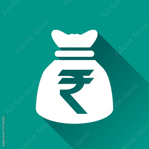 rupee bag flat design icon