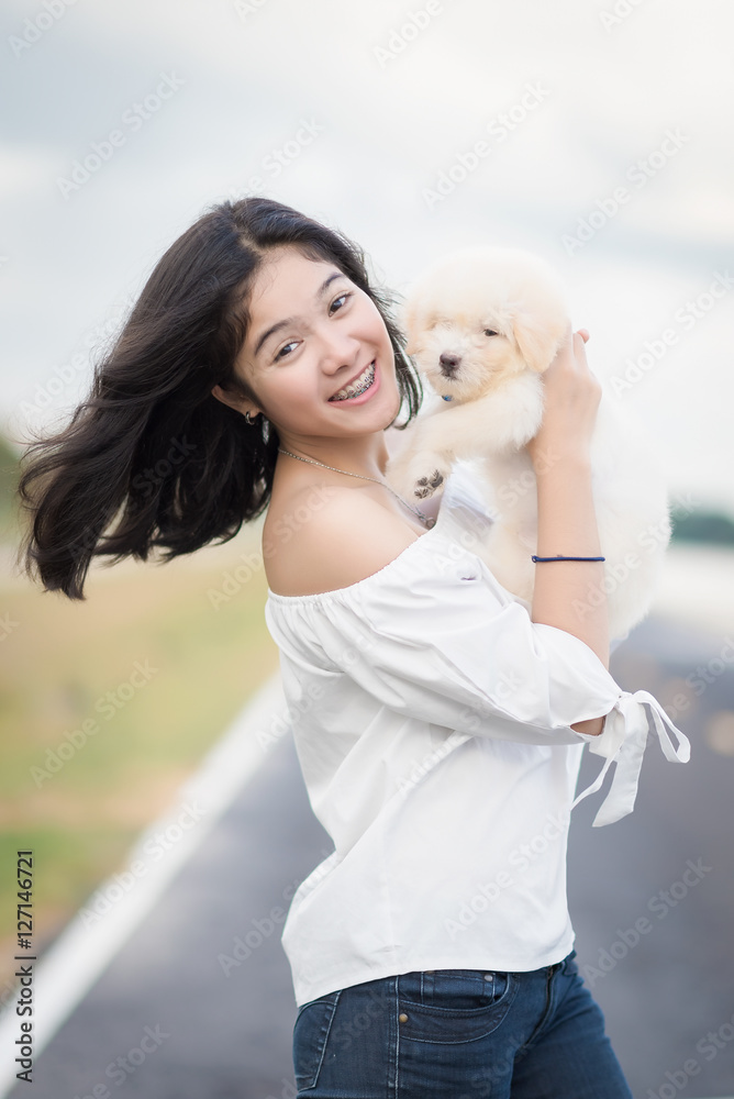 Asian woman beautiful young happy with long dark hair holding s Asian woman beautiful young happy with long dark hair holding s