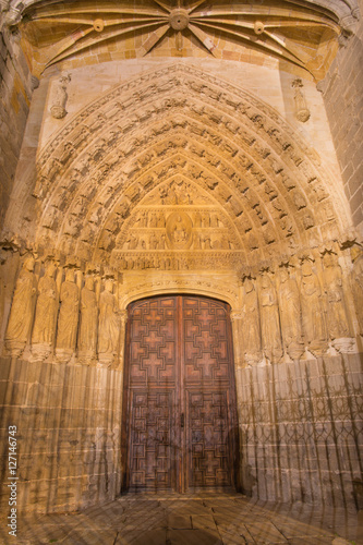 AVILA, SPAIN, APRIL - 18, 2016: The north gothic portal of Catedral de Cristo Salvador.