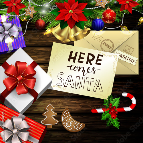 Christmas design on wood