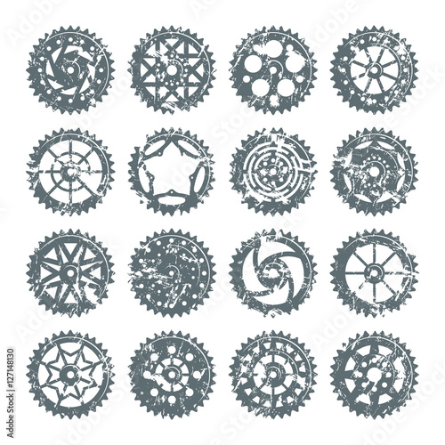 Set of icons bicycle chainring