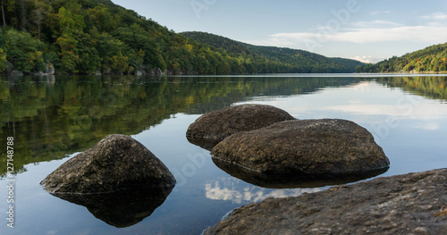 river landscape in the Adirondacks in New York in the fall photo