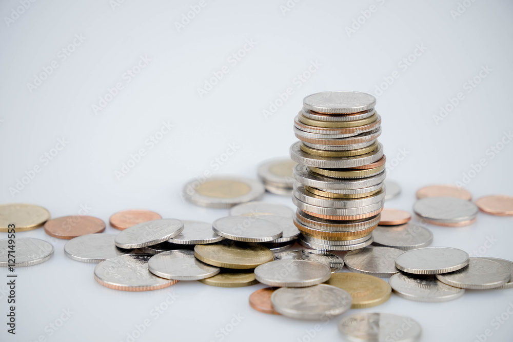business finance. save money for investment concept coins business finance. save money for investment concept coins