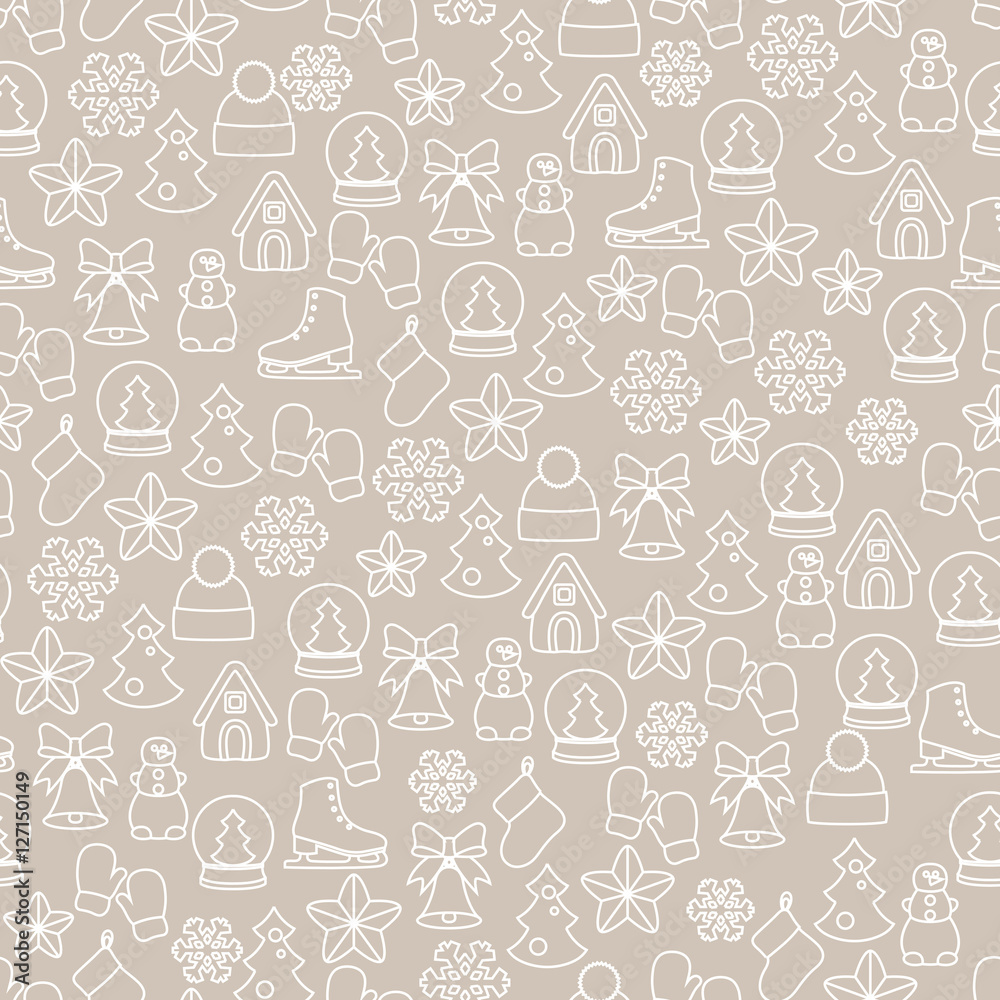 Stock vector pattern of winter and Christmas elements