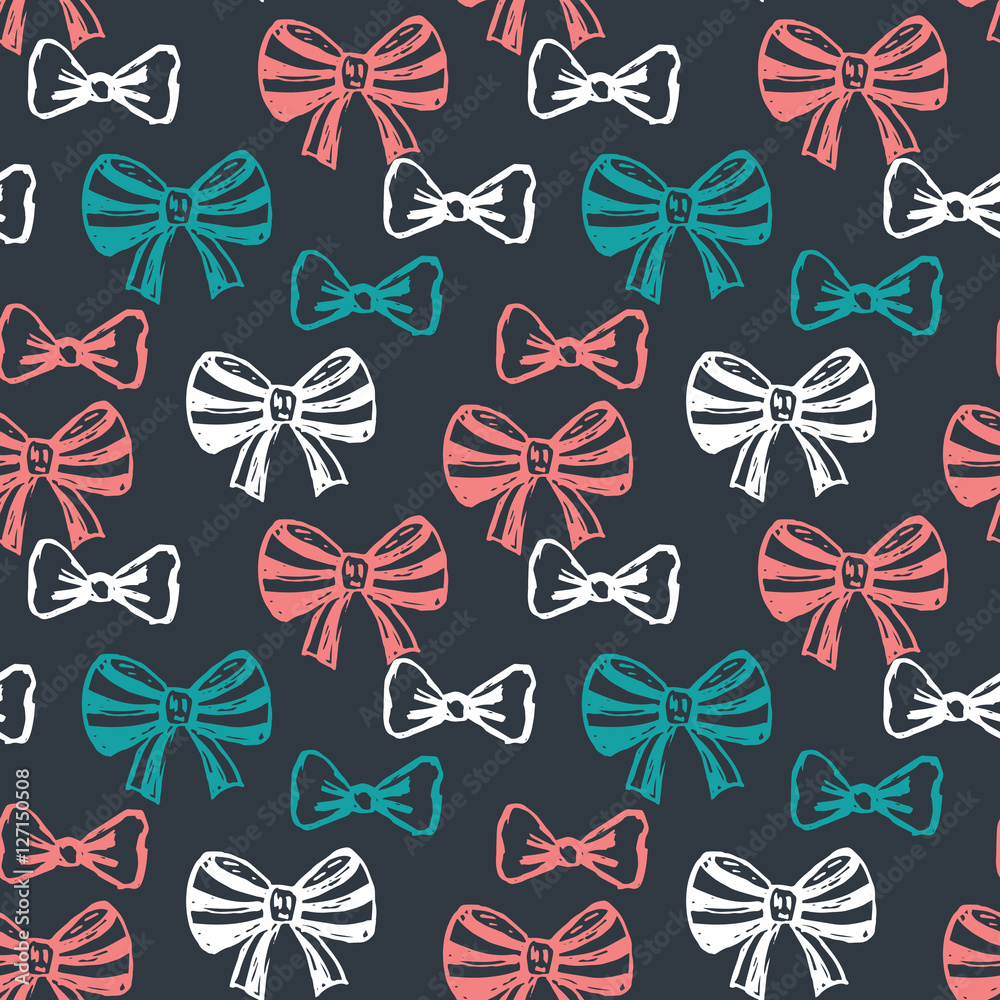 Fototapeta premium Seamless pattern with hand drawn sketch bows.
