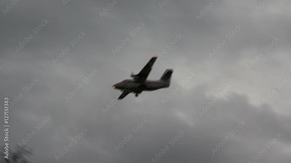 Twin screw passenger plane comes in to land. Twin screw passenger plane comes in to land.