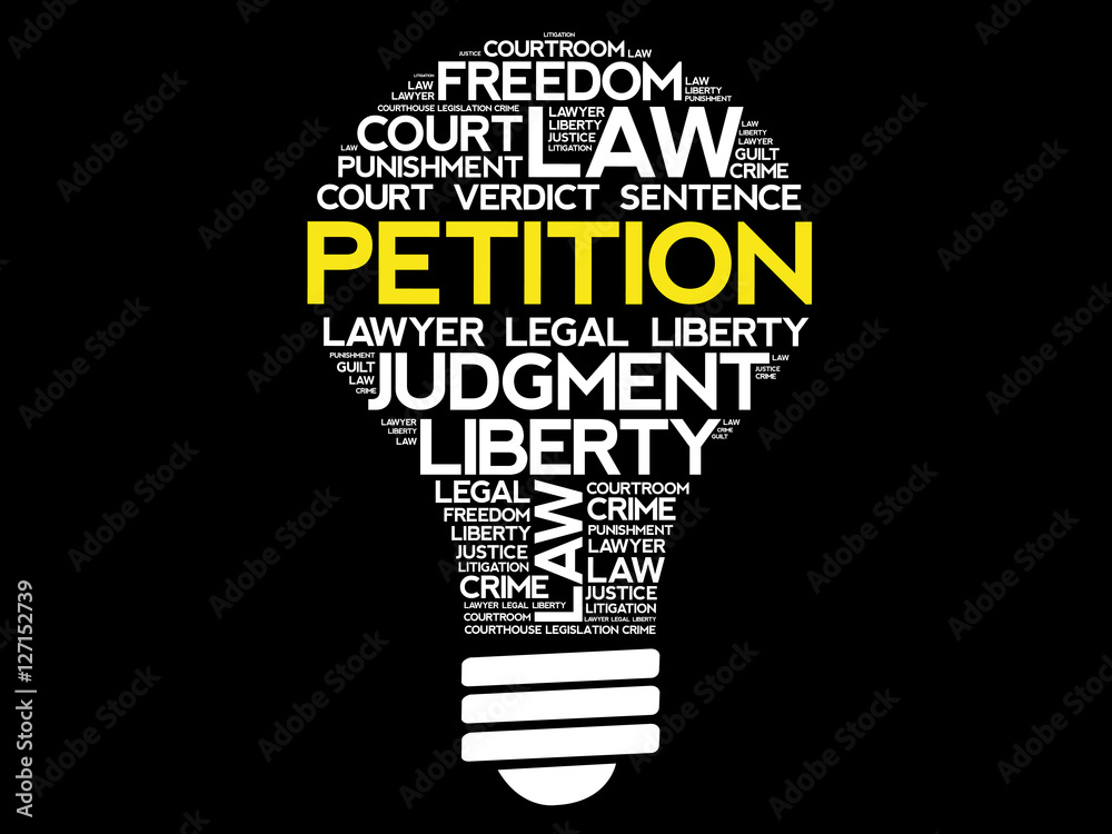 Petition bulb word cloud collage, concept background