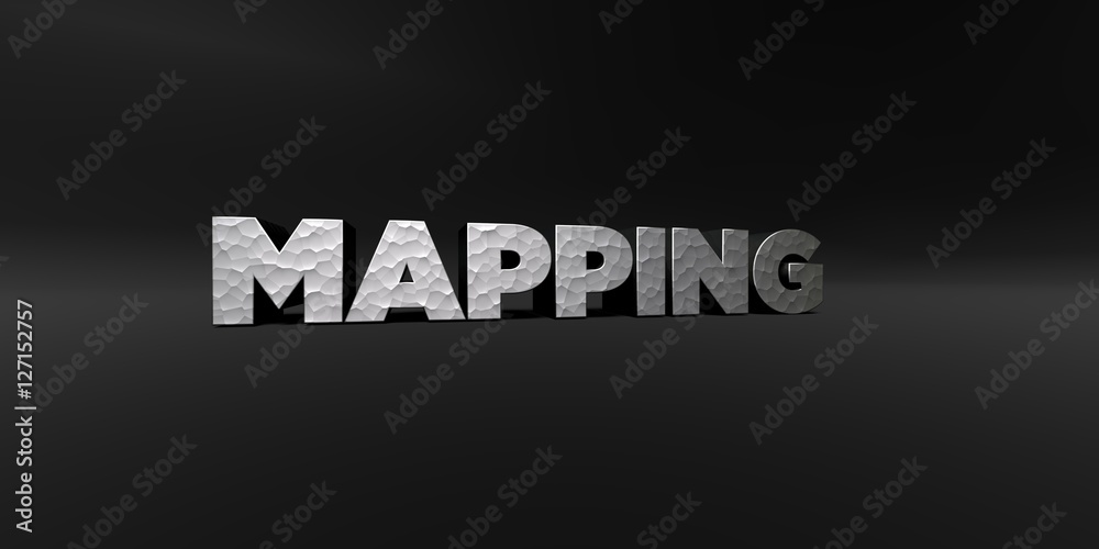 Obraz premium MAPPING - hammered metal finish text on black studio - 3D renderowany zbiór zdjęć royalty free. Ten obraz może być użyty jako baner reklamowy online lub pocztówka drukowana.